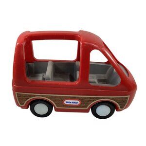 Little Tikes Dollhouse Mini Van Red Family Car Wood Paneled Wagon USA Vintage
